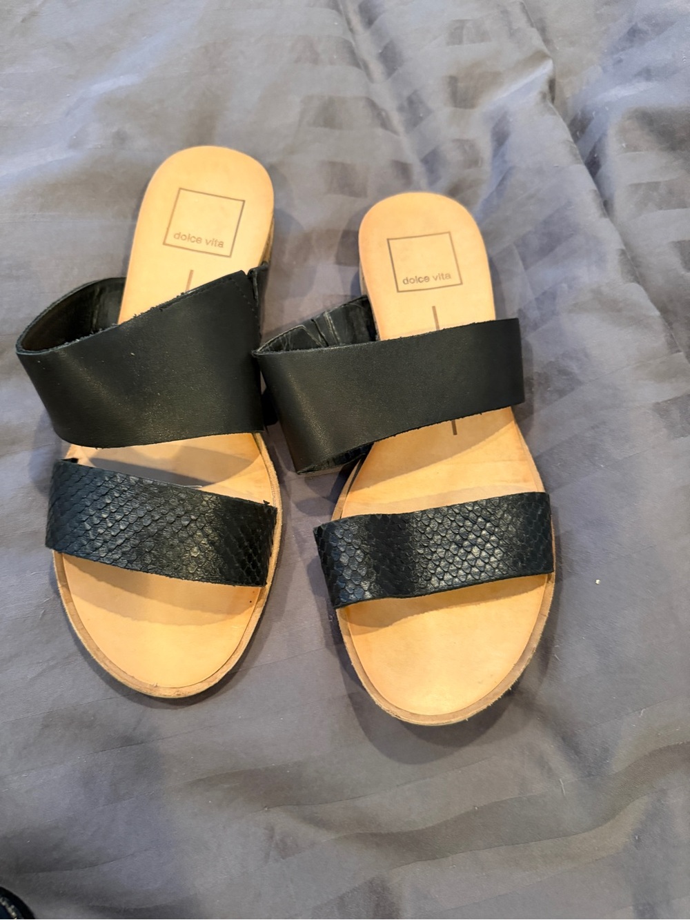 Dolce Vita Black Double-Strap Slide Sandals 6